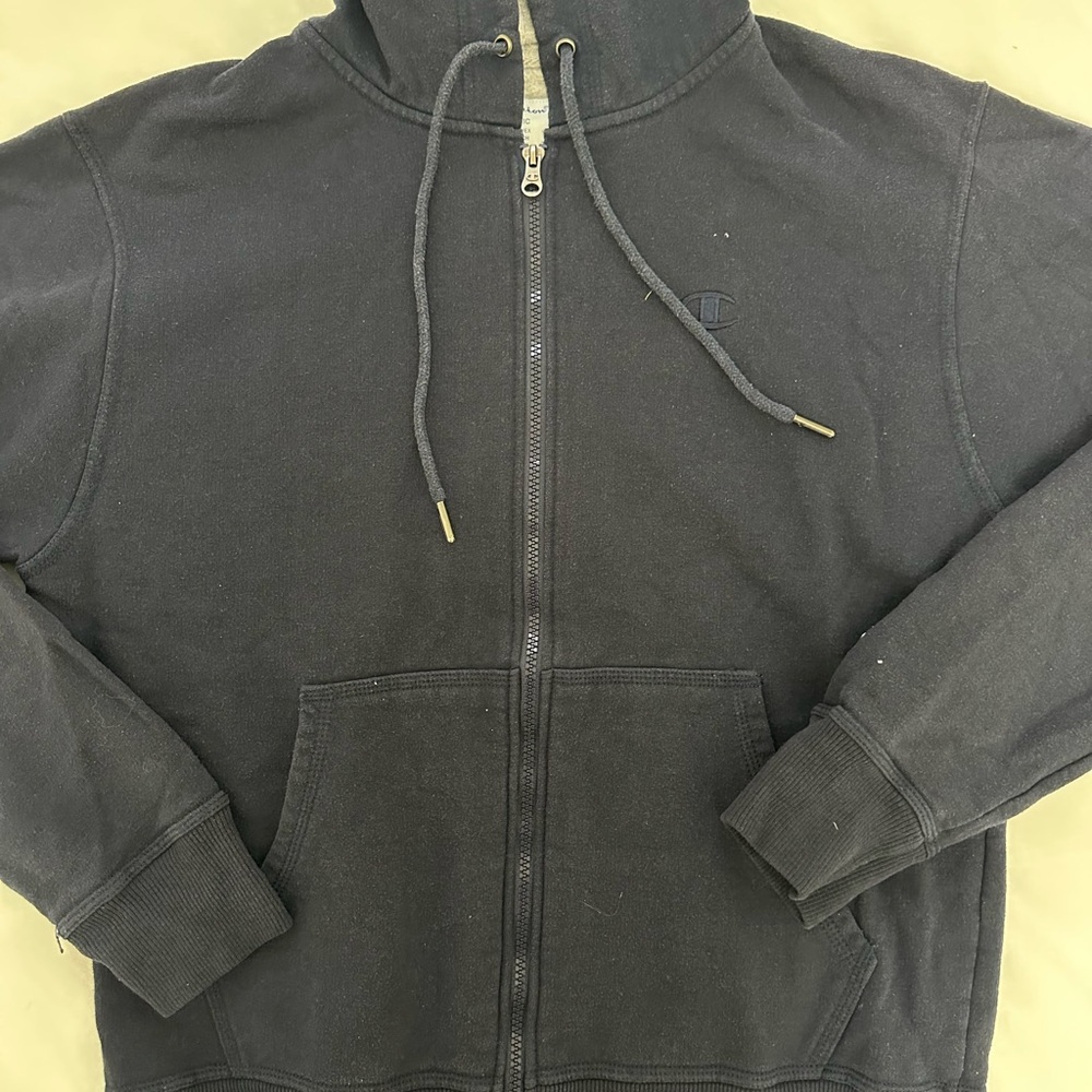 Champion Men's Navy Blue Zip-Up Sweater